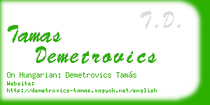 tamas demetrovics business card